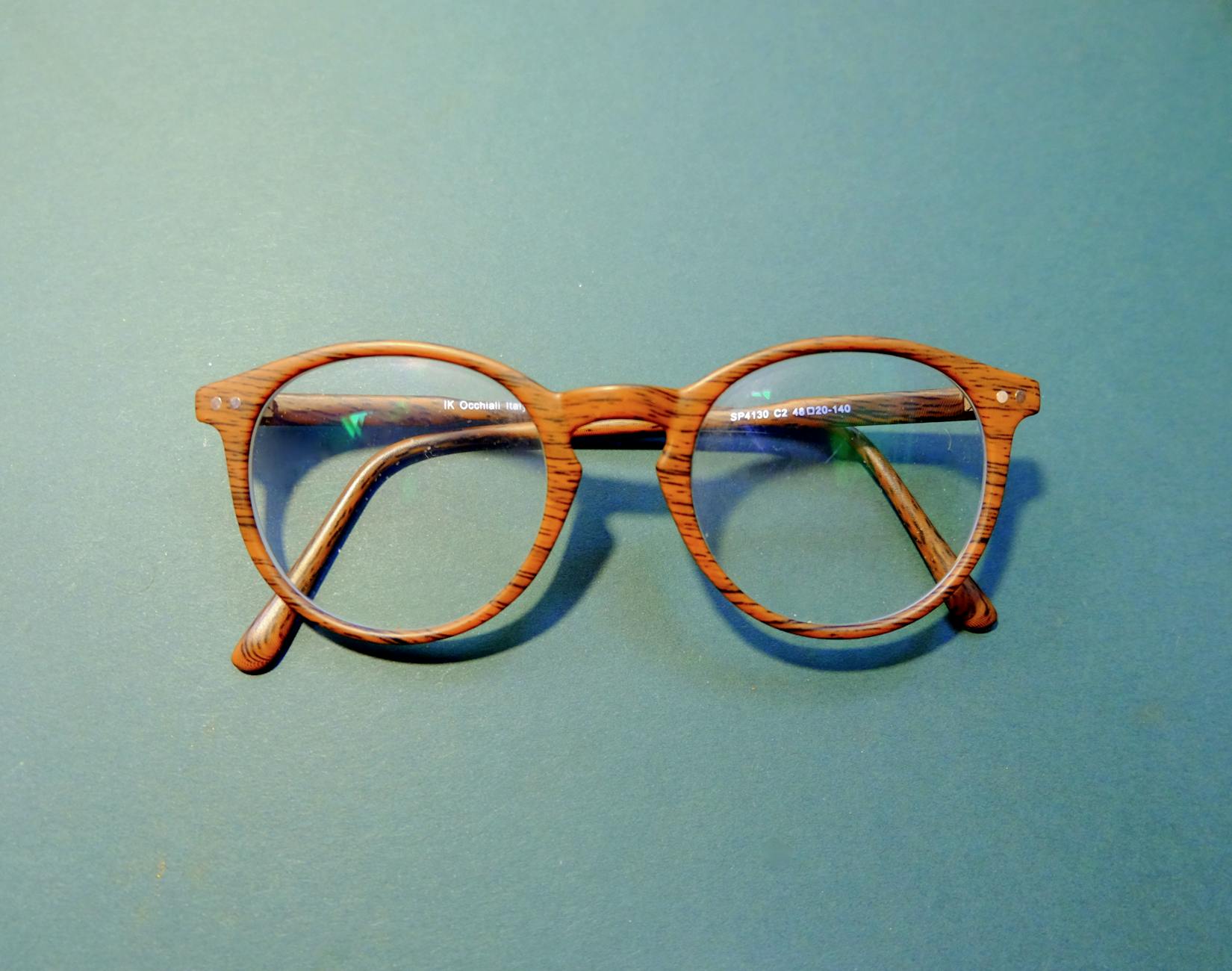 brown framed eyeglasses